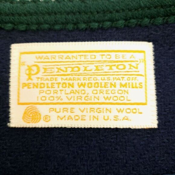 Vintage Pendleton 100% Wool Short Jacket Navy with Green Trim Blazer Size 12 - Picture 5 of 14
